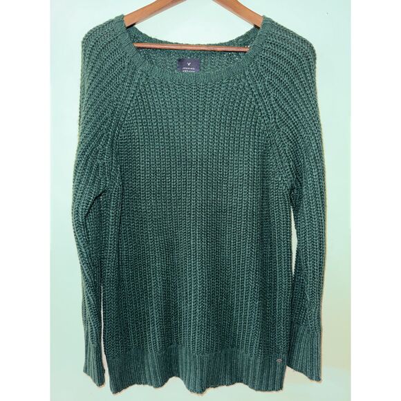 American Eagle Outfitters Sweaters - American Eagle Outfitters Jegging Sweater Dark Green Open Knit Loose Fit Large
